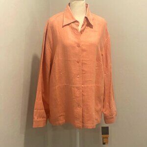 NWT Finity Naturals 2X Coral Button Up